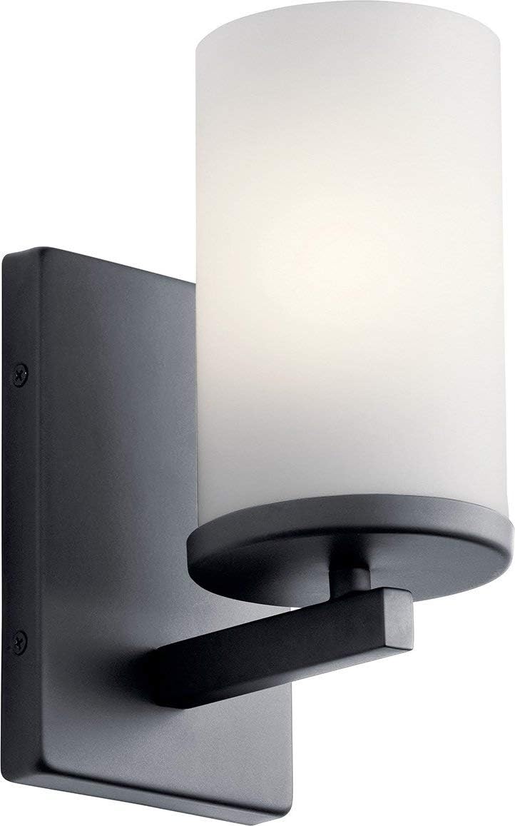 KICHLER 45495BK Crosby Wall Sconce, 1-Light 100 Watts, Black, 4.5"