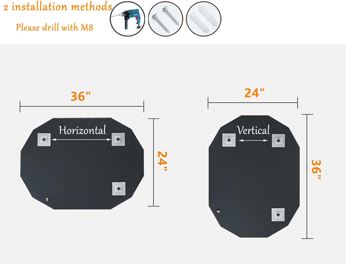 Single Beveled Edge Frameless Wall Mount Bathroom Vanity Mirror, 24” X 36”|Silver|