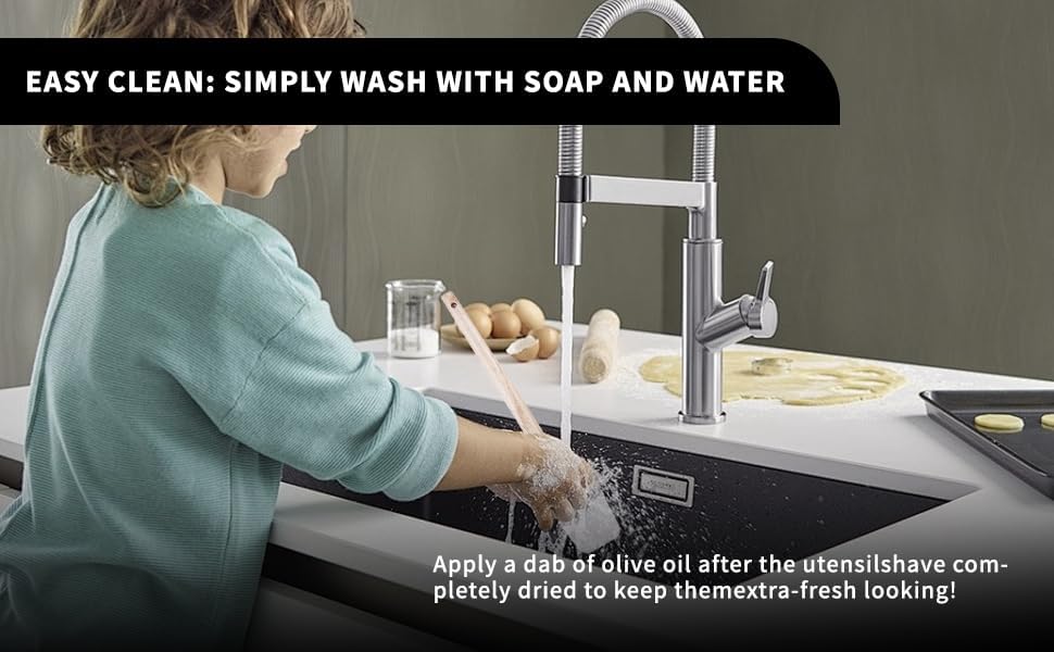 Ptanexx Wooden Handle Silicone Spatula Set 5 Piece, Batter Mixing Spatula, Spatula for Cooking, Jars, Baking, Mixing, Frosting