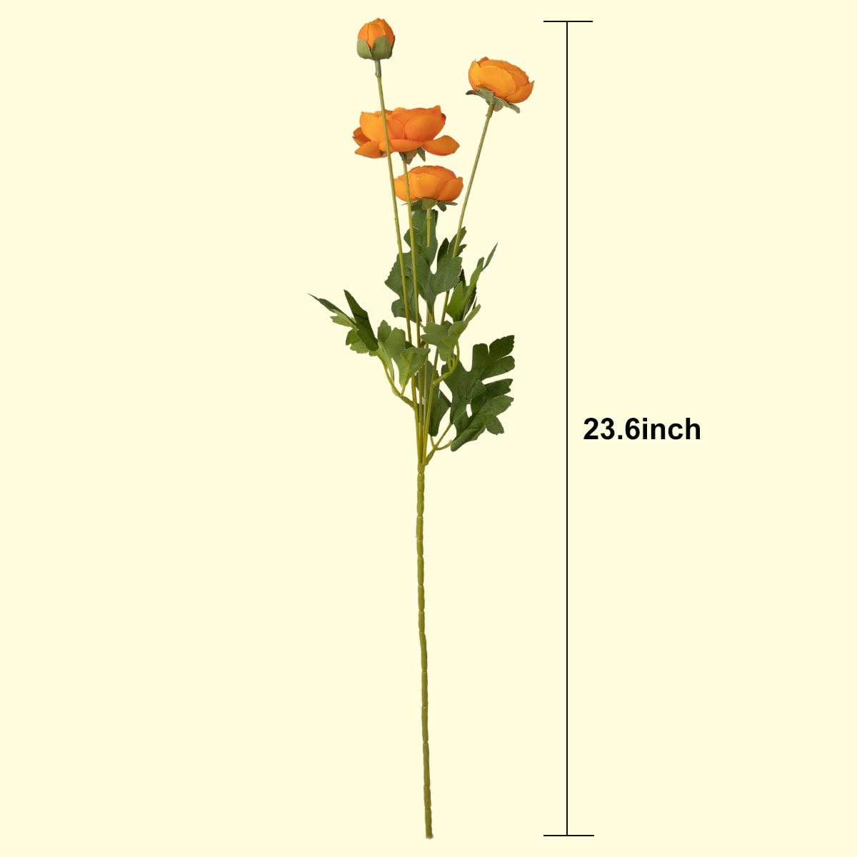 5 Stems Artificial Silk Ranunculus Flowers Orange 23" Tall,UV Resistant,Bendable Stems for Wedding Centerpieces,Home Deco(Orange)