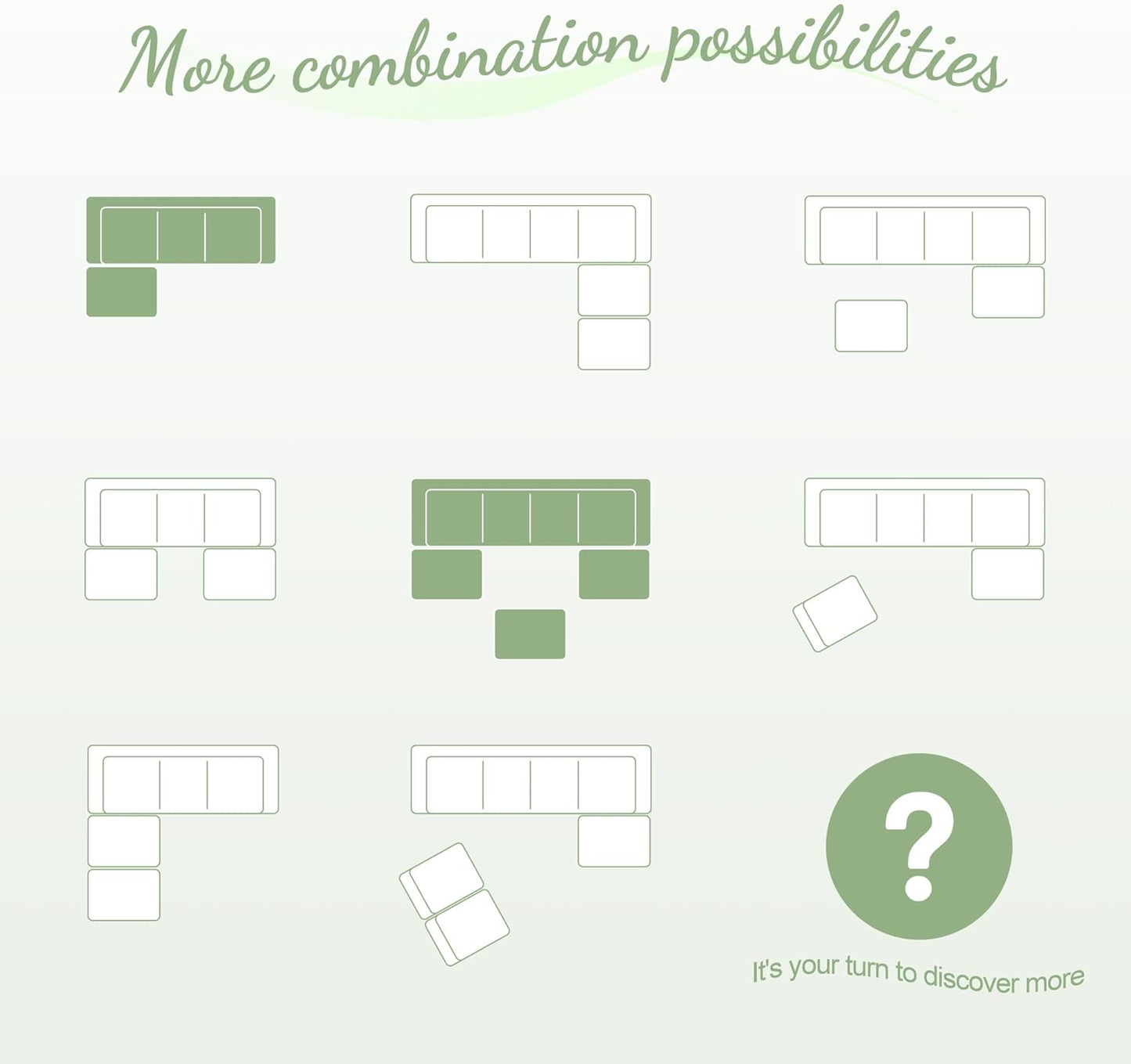 Hobestluk Modular Sectional Sofa Memory Foam Couch L Shape Sofa for Living Room Loveseat with Chaise Lounge Cloud Couch with Removable Cove (Plush GREYOLIVE, Loveseat with Chaise)