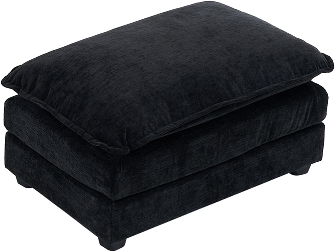 Karl home Modular Ottoman for Sectional Sofa, Chenille Comfy Upholstered Furniture for Living Room, Apartment, Studio, Office, (Ottoman, Black)