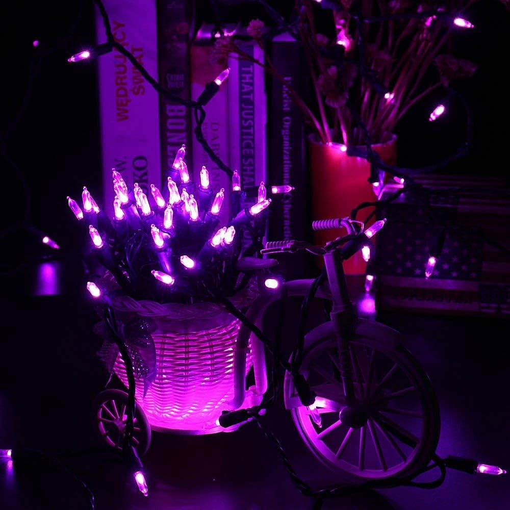 Brizled Purple Christmas Lights, 2 Pack 33ft 100 LED Christmas String Lights, 120V UL Certified Purple Halloween Light Connectable Mini Xmas Tree Light Outdoor for Halloween Xmas Party Wedding Holiday