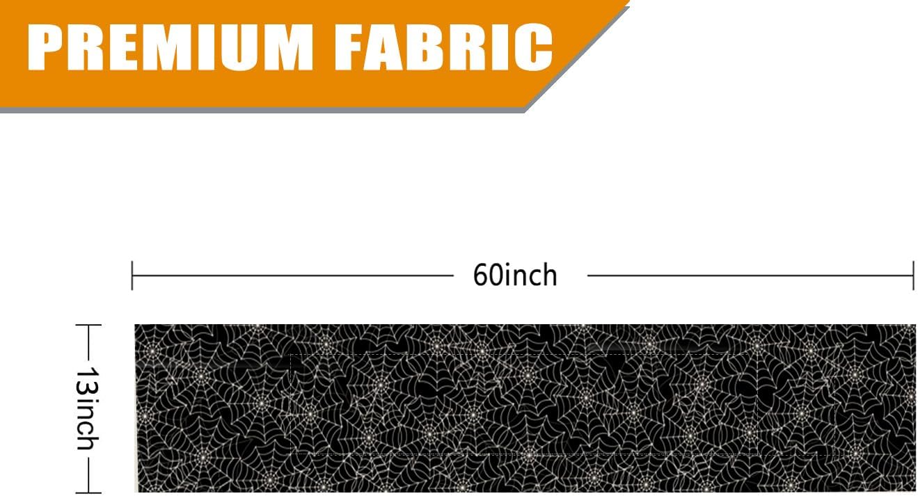 Halloween Table Runner Spider Web Black Linen Table Runners for Seasonal Holidays Indoor Outdoor Kitchen Dining Party Home Decor 13 x 60 Inch