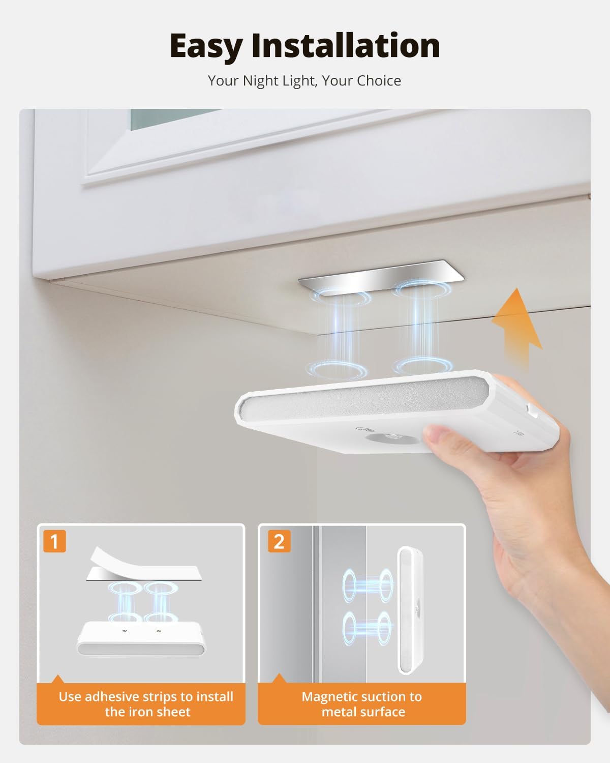 wowatt Rechargeable Motion Sensor Stair Light, White Night Lights with Magnetic Mount, Dimmable Stair Lights Indoor for Stairway, Hallway, Kitchen, Bathroom(6 Packs)