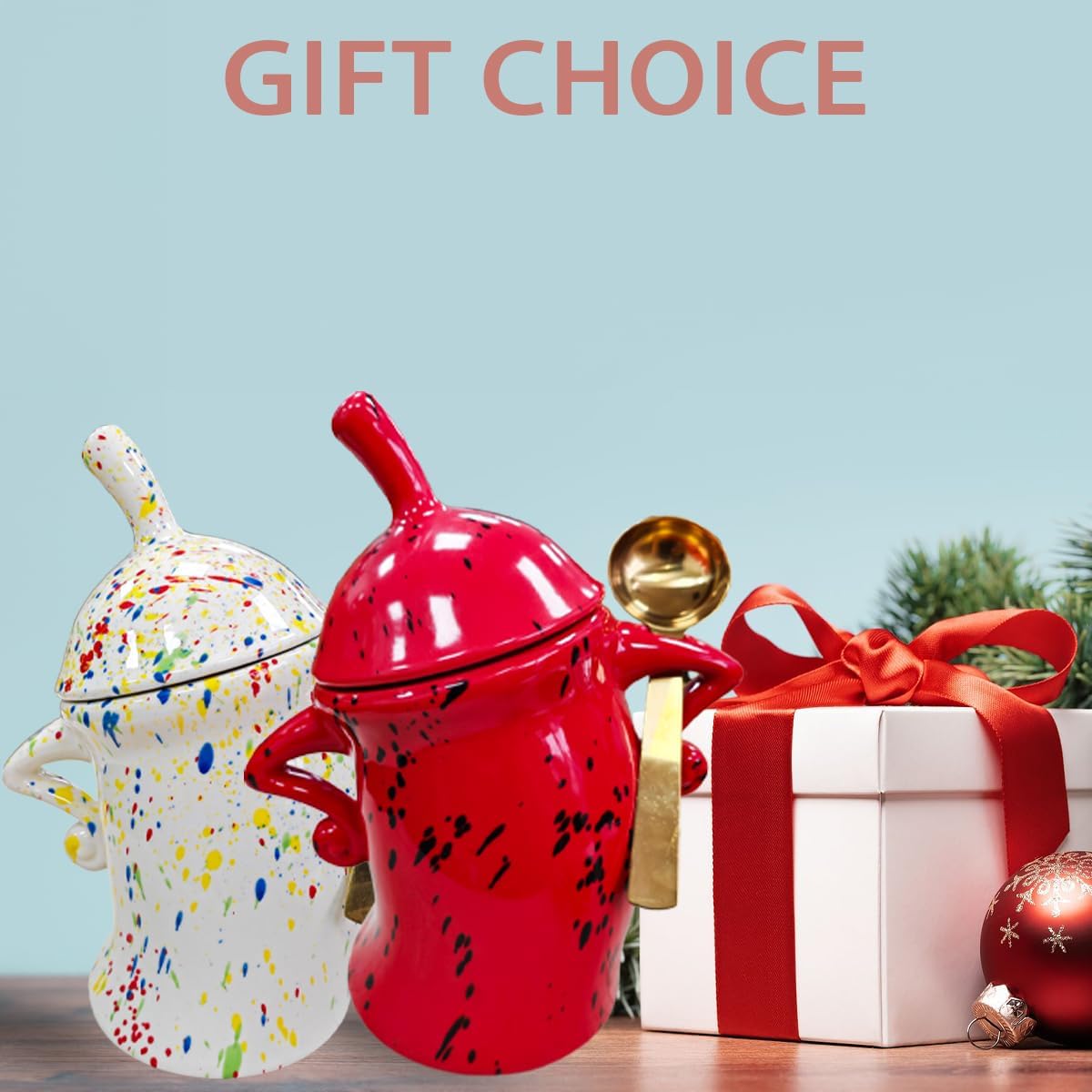 Ceramic Kitchen Canister with Silicone Seal Lid,Modern Elegant Design Airtight Lid Storage Food Jar Canister for Kitchen Sugar Coffee Tea Spice or More (Red)