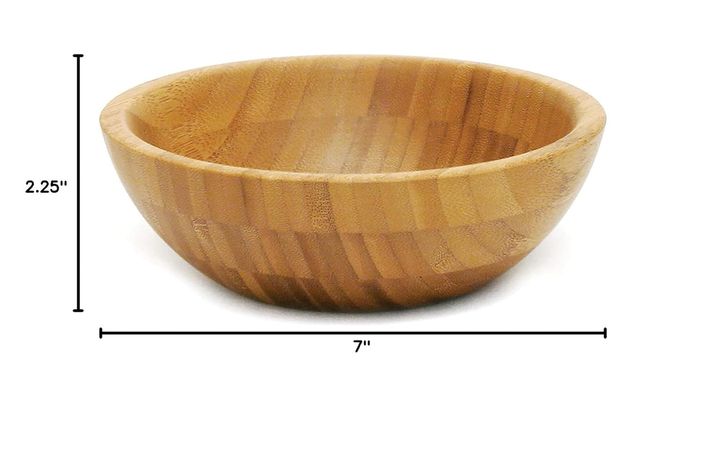 Lipper International Bamboo Wood Salad Bowl, Small, 7" Diameter x 2.25" Height, Single Bowl