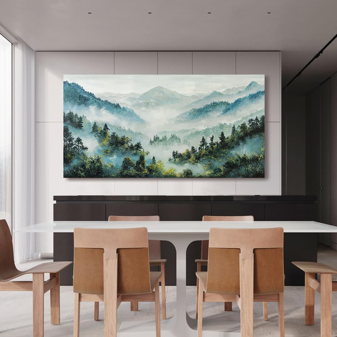 Canvas Wall Art Decor Art Work for Wall Decor Mountain Botanical Wall Art Decor Large Wall Art for Living Room White Foggy Forest Wall Art Art Work for Home Ofiice Bedroom Wall Decor 29" x 58"