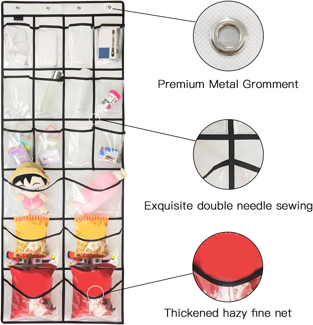 Extra Large Hanging Crystal Clear Over Door Shoe Organizers, Closet Shoe Organizer Shoe Rack Organizer Shoe Storage, 12+6Pockets, 4Hooks, white (59"x 21.6")