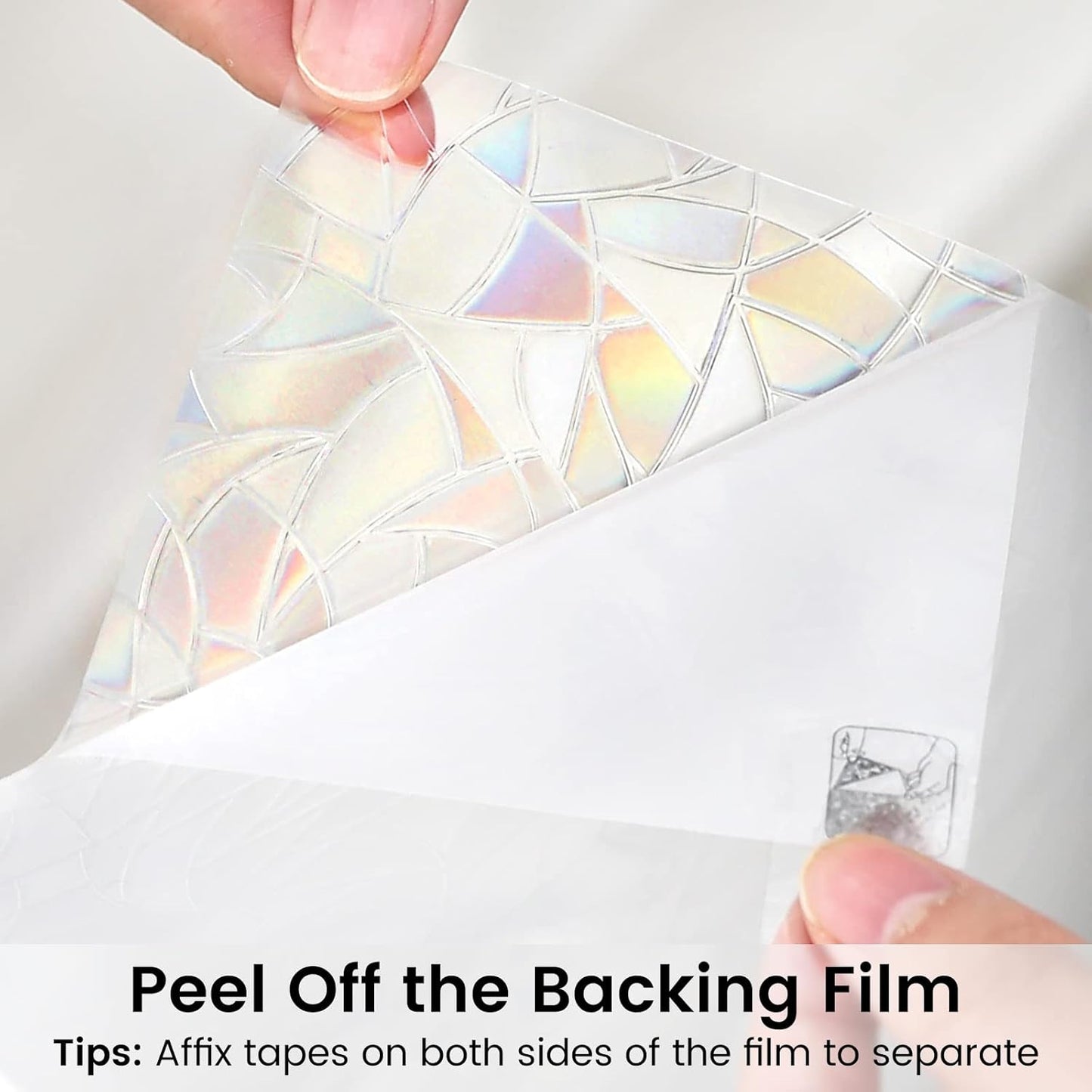 DOWELL Window Privacy Film, Rainbow Window Film, Decorative Stained Glass Clings, Static Cling Door Sticker, Non-Adhesive 3D Decals for Home UV Protection, 17.5 x 78.7 inches