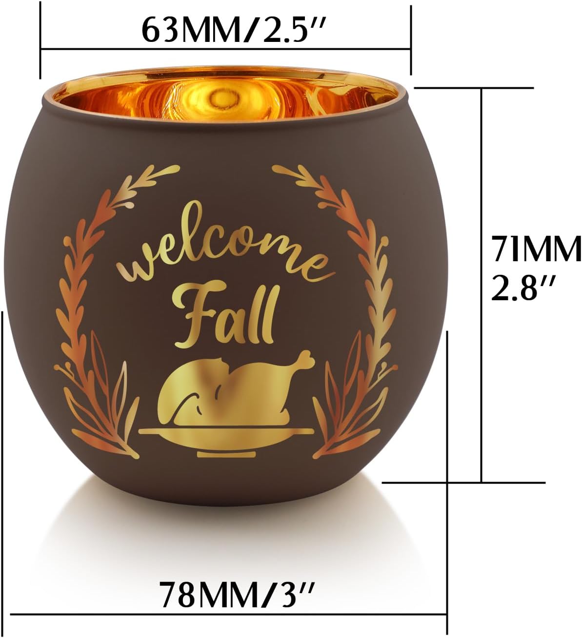 Thanksgiving Votive Candle Holder Set of 6, Glass Votives Holder with 6 Laser Engraving Patterns, Tealight Holders Bulk for Fall Table Centerpiece Decor