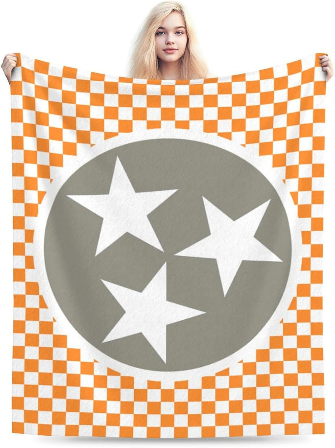 HGOD DESIGNS Tennessee Throw Blanket Ultra Soft Warm All Season Tennessee Orange Grey Star Flag Decorative Fleece Blankets for Bed Chair Car Sofa Couch Bedroom 40"X50"