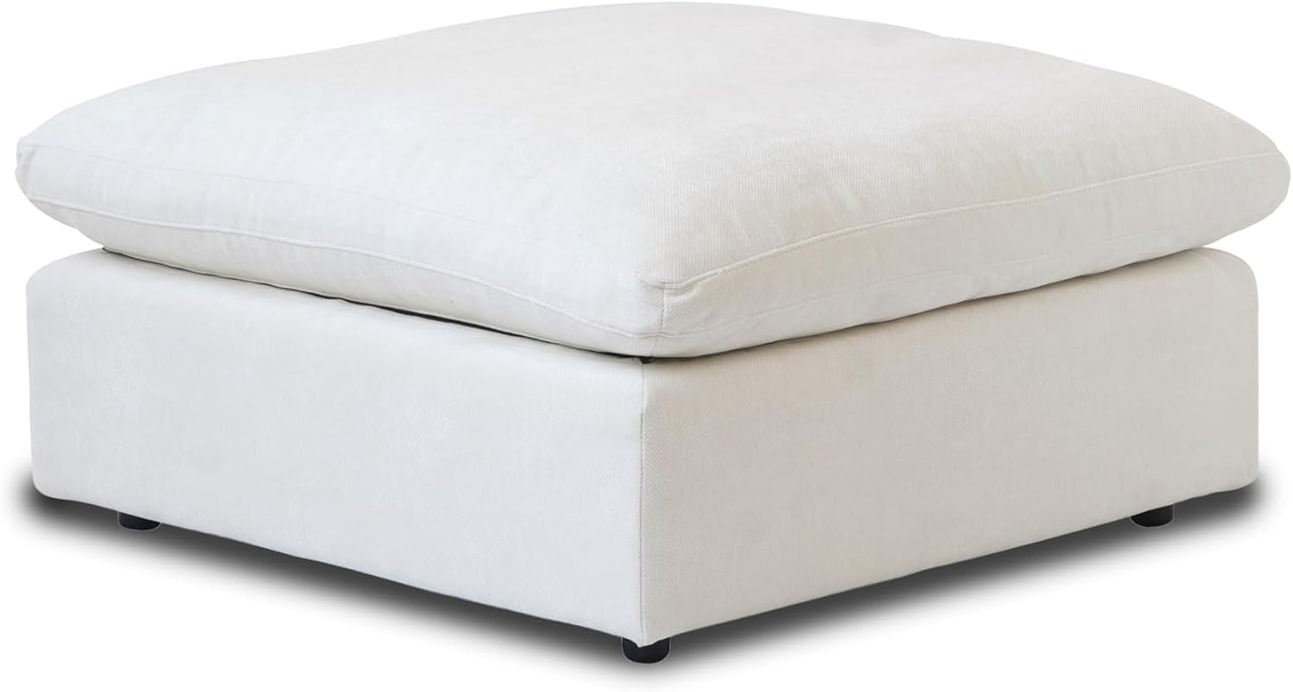 JACH Modular Ottoman Seater for Living Room, Cushion Covers Removable, Minimalist Comfy Footstool, Breathable Ottoman for Living Room Apartment (White)