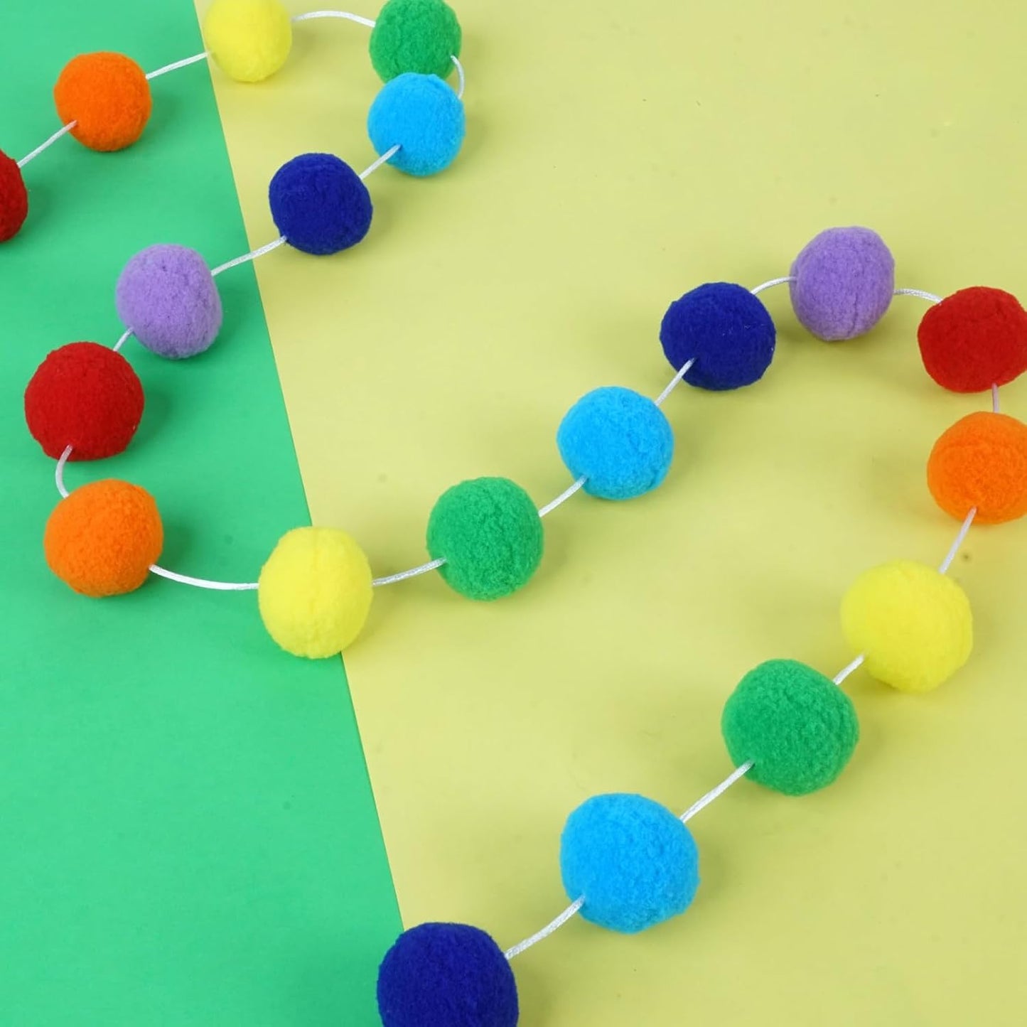 TBD Decor 2pk Rainbow Color Pom Pom Garland 13FT Colorful Large Felt Ball Garland for Mantle,Indoor Holiday Wedding Birthday Party Supplies