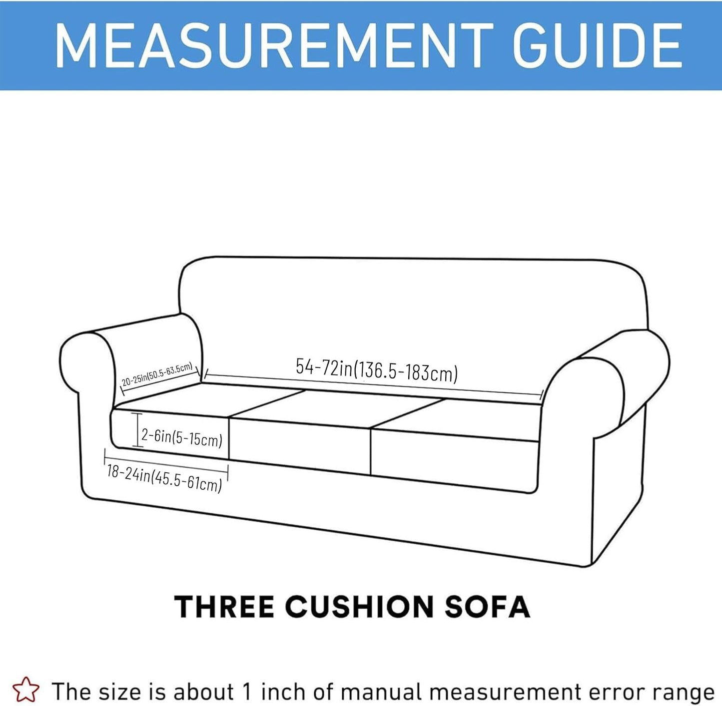 hyha Waterproof Couch Cushion Covers, Washable Sofa Cushion Slipcovers, Thick Stretch Jacquard Fabric, Couch Sofa Covers for Pets with Elastic Bottom (3 Pieces, Middle Grey)