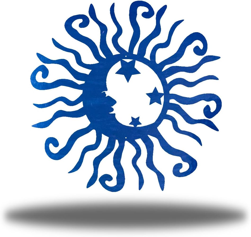 Riverside Designs Wacky Solar Moon Metal Wall Art Steel Outdoor Decor | Heavy-Duty and Waterproof | Made in USA (Blue, 18L x 18W)