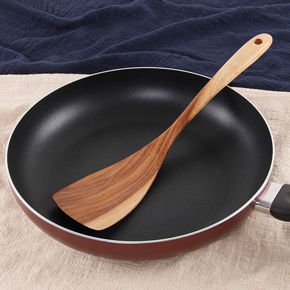5 Pcs Best Wooden Spoons for Cooking Kitchen Utensils Set Acacia Wood Cooking Spatula Turner Non Toxic Utensil Slotted Serving Spoon Flat Spatulas Set Wooden Utensis Mixing Cooking Spoon Kitchen Tools