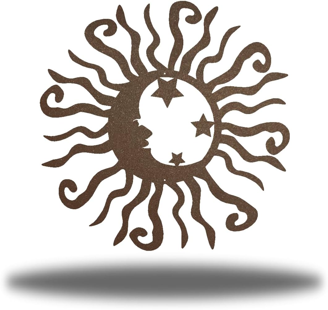 Riverside Designs Wacky Solar Moon Metal Wall Art Steel Outdoor Decor | Heavy-Duty and Waterproof | Made in USA (Rust, 36L x 36W)