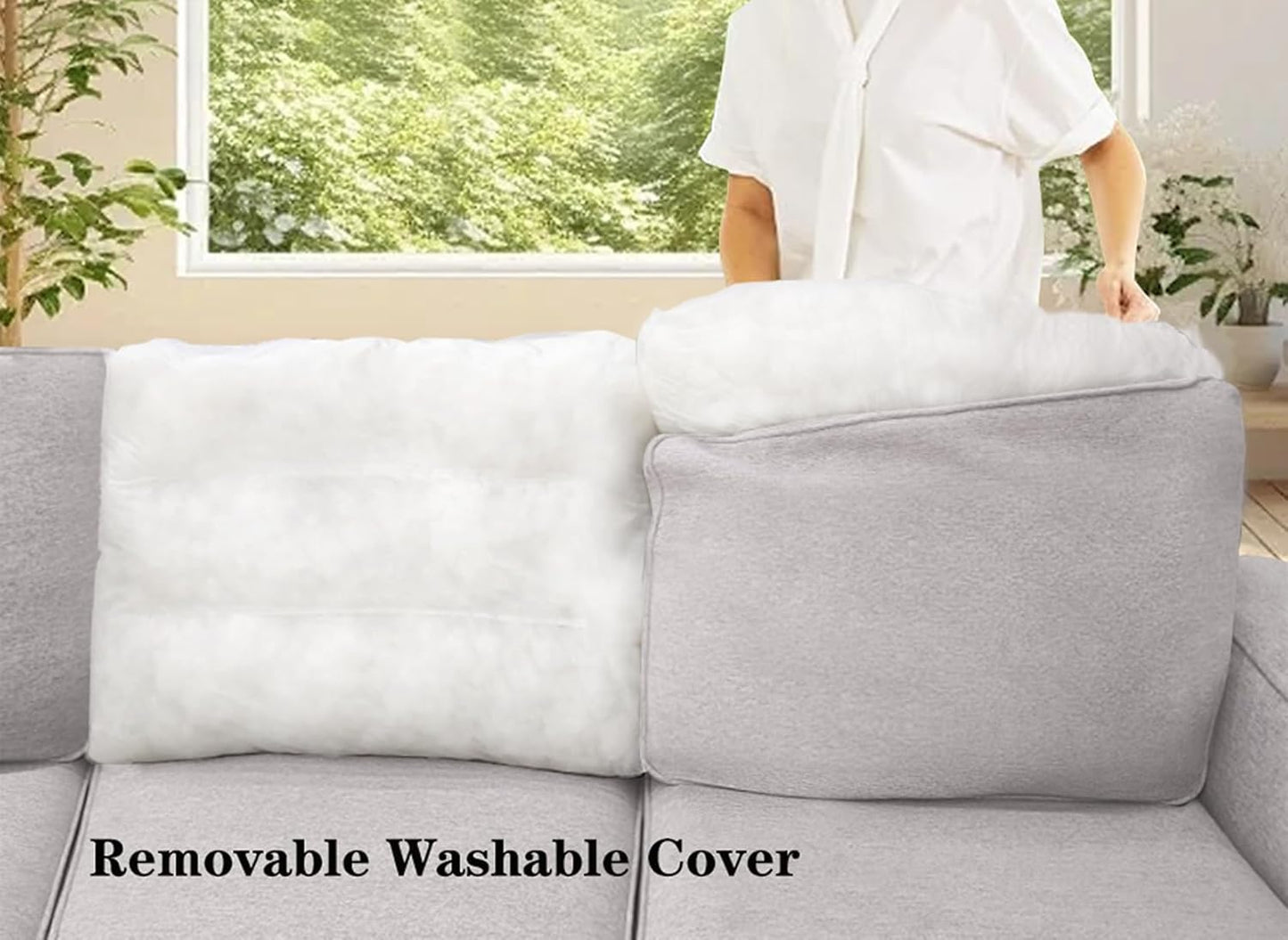 L Lengend Vansen Modular Sectional Sofa U Shaped Couch with Ottoman Modern Reversible Corner Sectional Couch for Living Room (Light Grey, U Shaped Sofa-1)