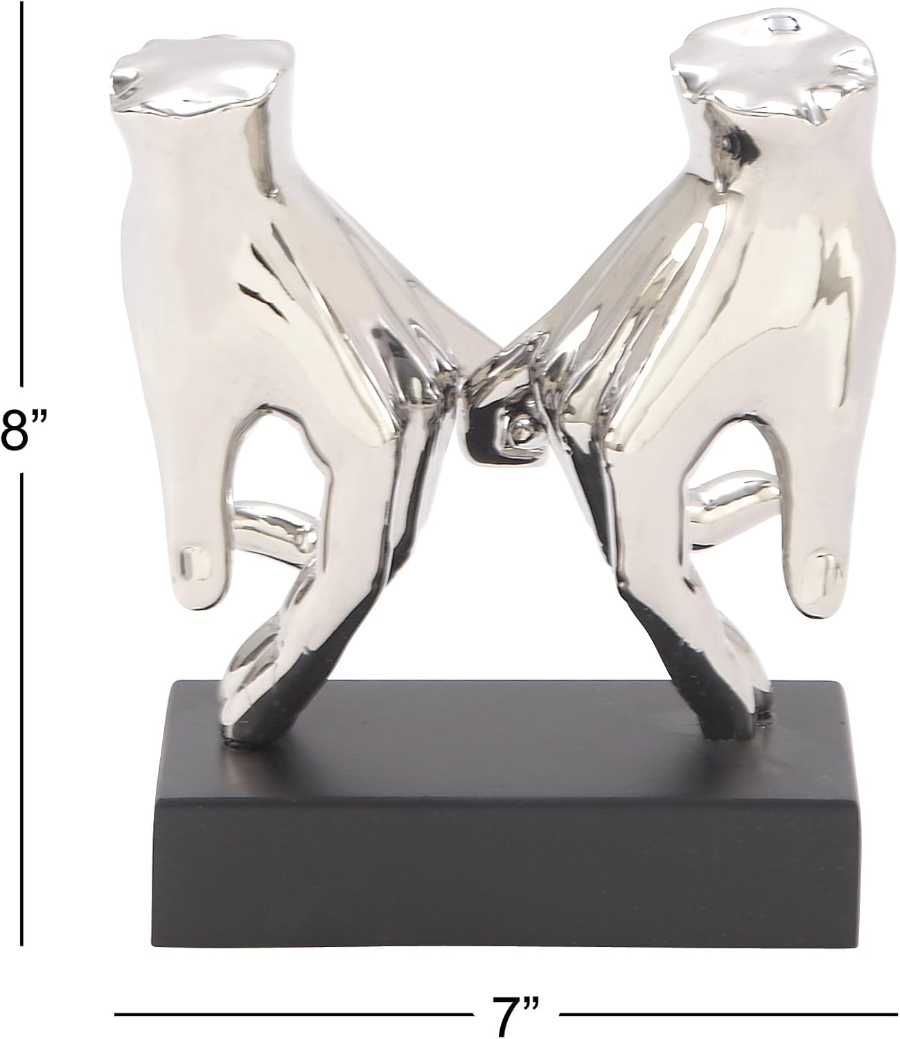 Deco 79 Polystone Hands Decorative Sculpture Home Decor Statue, Accent Figurine 7" x 4" x 8", Silver