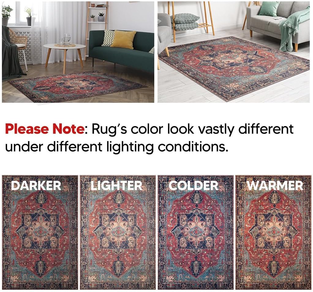 Keen Home Design 2x12 Rug - Machine Washable Runner Rug with Non-Slip Backing, Ideal for Hallway, Entryway, Kitchen, Laundry Room - Vintage, Easy Clean, Durable, Low Pile - (2'6" x 12')