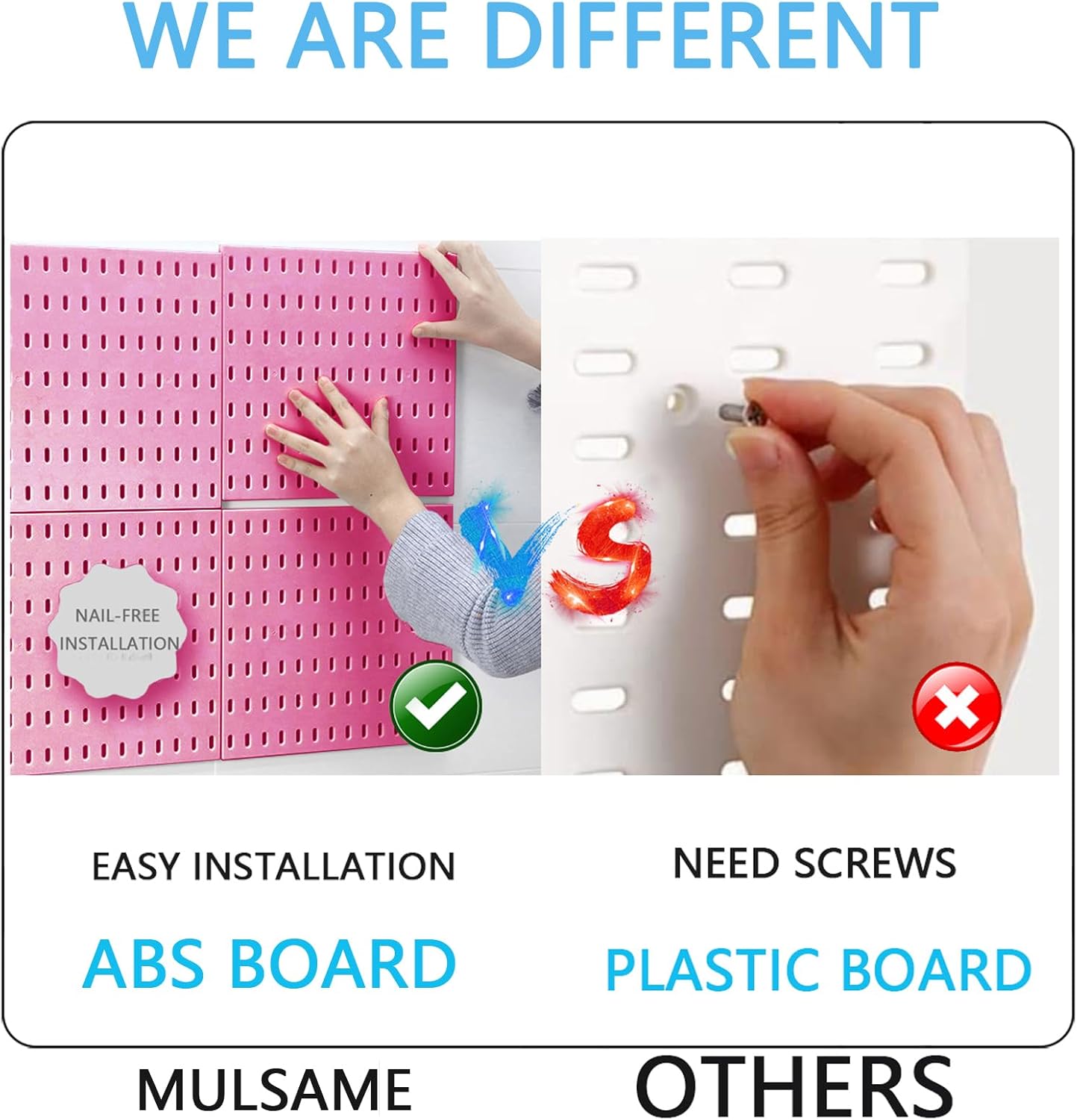 Pegboard Combination Kit, 25.2" x 25.2" Wall Mounted Storage Set with 4 Pegboards & 20 Accessories Hanging, Peg Boards Organizer