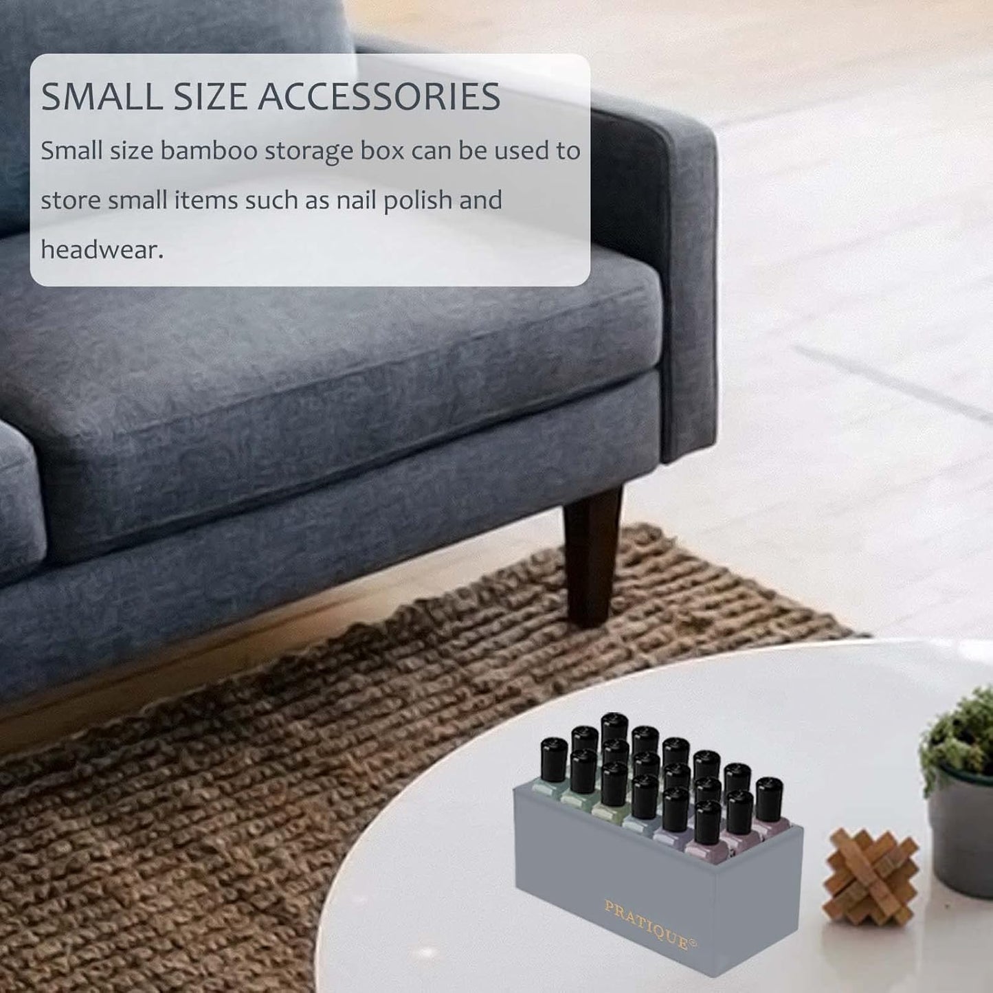 Bamboo Drawer Organizer - Kitchen Utensil Organizer Silverware Tray Cutlery Holder,Office Desk Supplies and Accessories,8.9 * 5.9 * 2.6,Grey