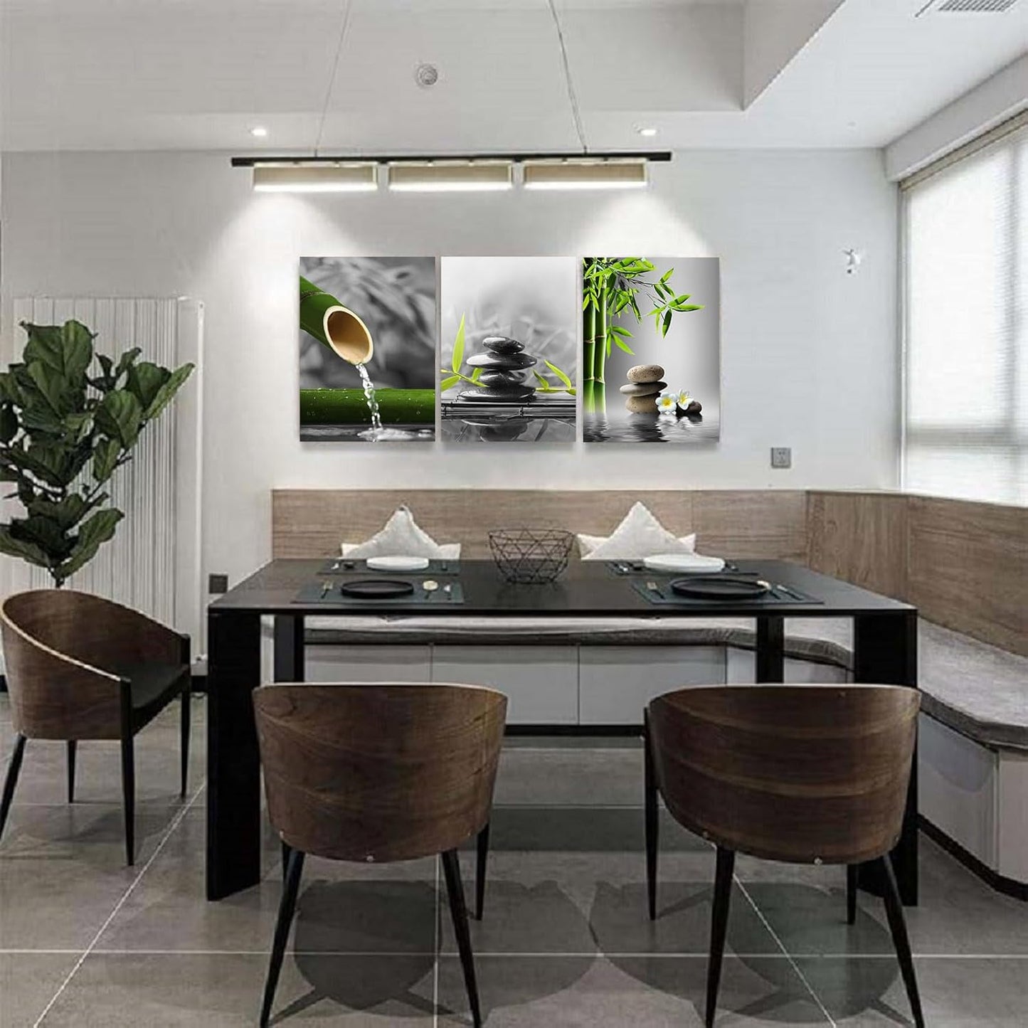 Yxbhhym-Bathroom Decor Black and White Zen Wall Art Gray Green Room Decor Zen Poster Canvas Pictures Zen Artwork for Spa Living Room Wall Decoration Wall Art Bedroom Home Decor Framed Prints Art