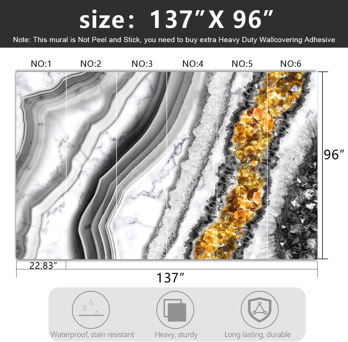 -Black and Gold Marbled Fabric Wallpaper Living Room Abstract Art Bedroom Bathroom Large Wall Mural- 137"x96"( not Peel and Stick)