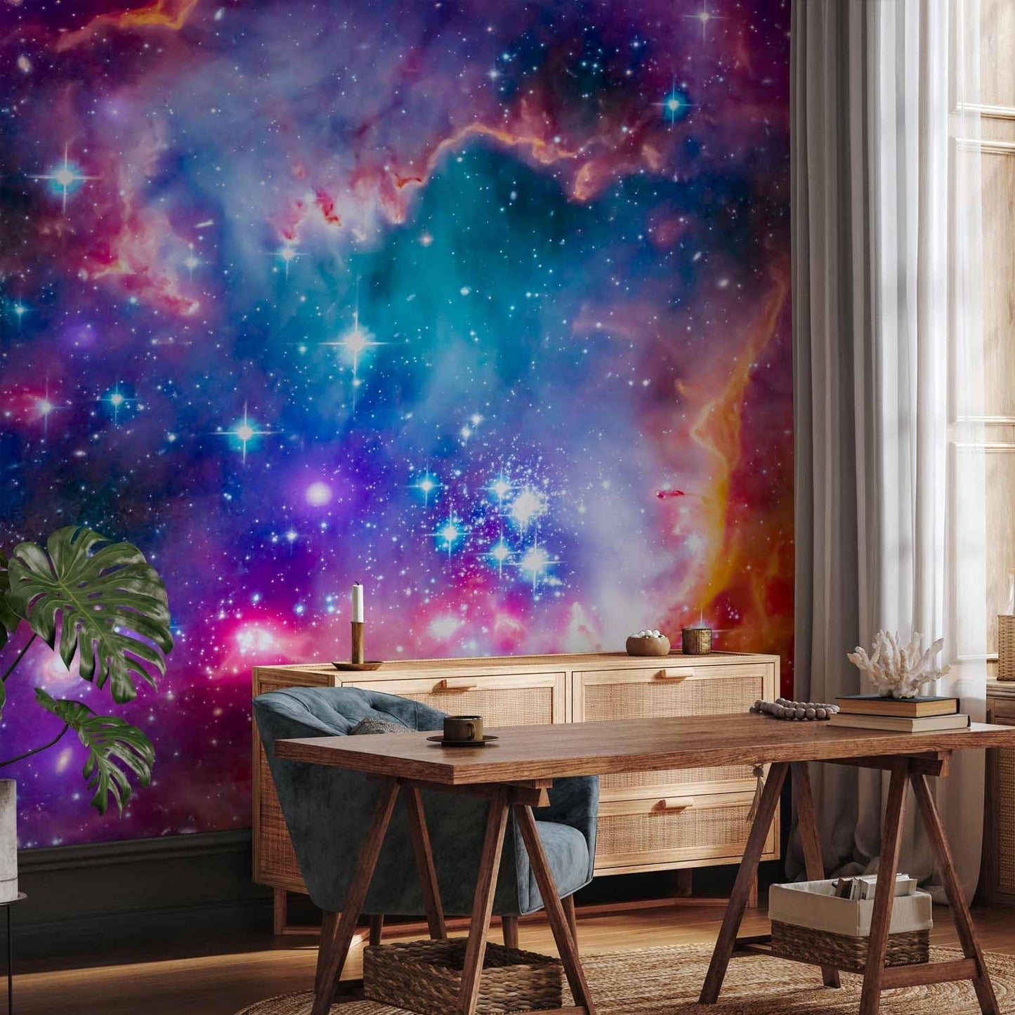 artgeist Wall Mural Abstract 116x83 in - Peel and Stick Self-Adhesive Wallpaper Removable Large Sticker Foil Wall Decor Print Picture Image Design Abstract Cosmos Sky Star i-G-10010-a-a