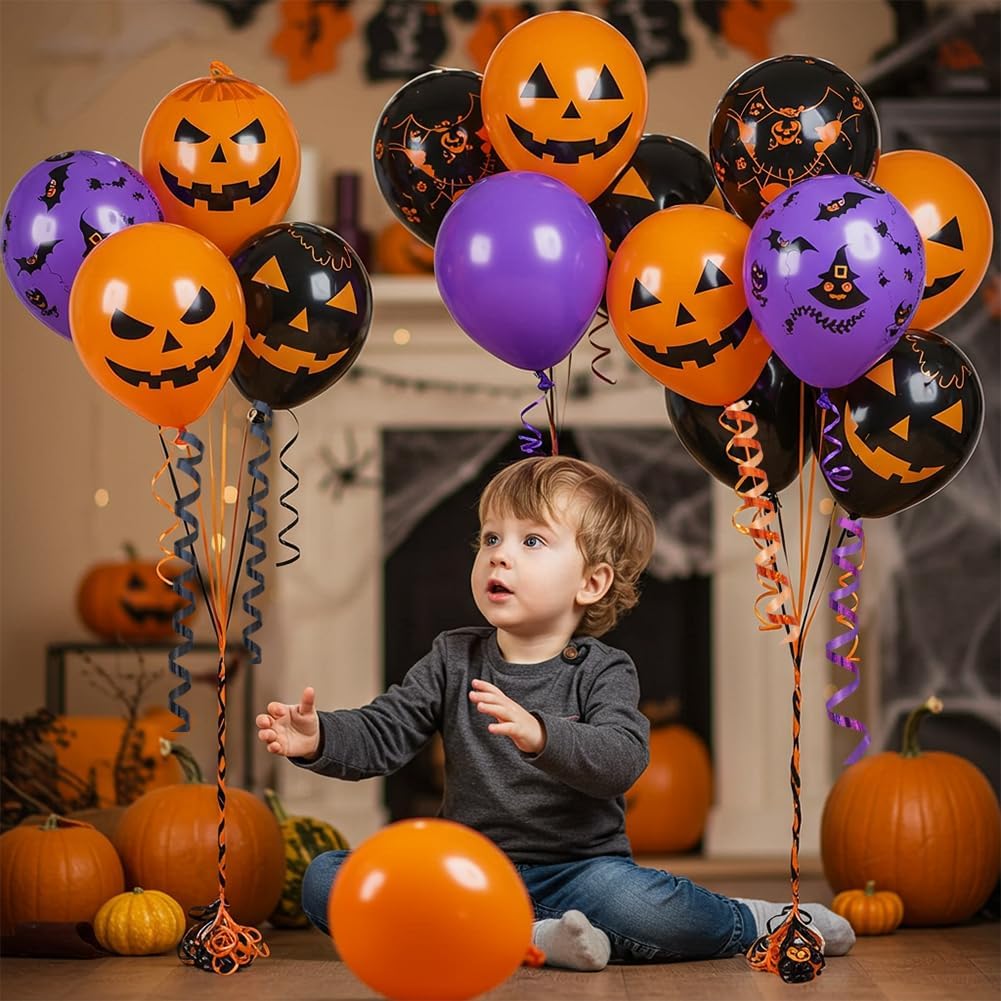 BEISHIDA 3 Pack 100 Yards Black Purlple Orange Curling Ribbon Balloon String Gift Wrapping Ribbon for Halloween & Birthday Parties, DIY Craft Holiday Decorations