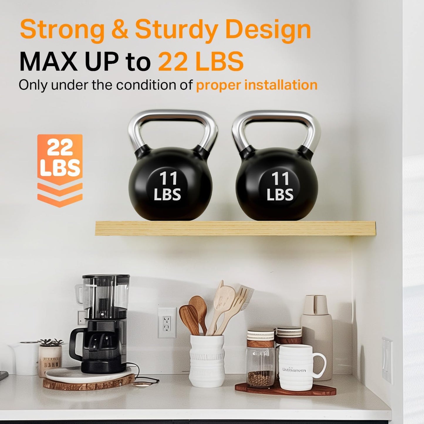 BAYKA Floating Shelves for Wall, Wall Mounted Rustic Wood Shelves for Bathroom, Bedroom, Living Room, Kitchen,Small Hanging Shelf for Books/Storage/Room Decor (Oak-Toned, Set of 3, 15.7in)