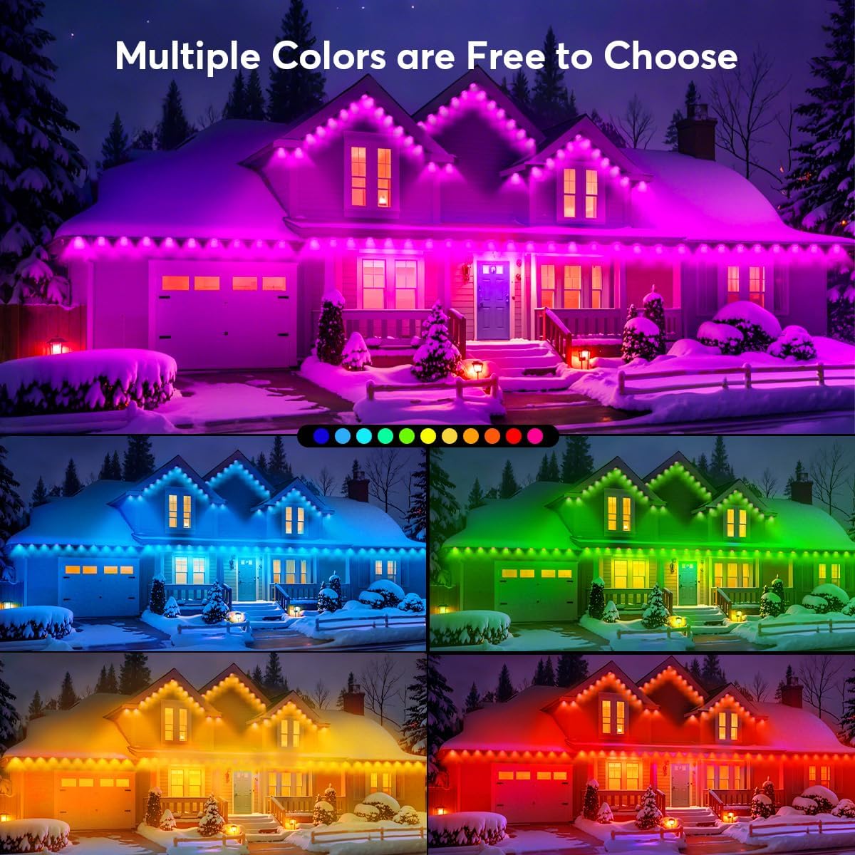 Permanent LED Strip Lights 300ft(1 String), RGB App Control Outdoor Lights with 150 LEDs, LED Eaves Lights IP67 Waterproof, House Roof Outdoor Lighting for Party, Daily, Halloween,Christmas,Garden