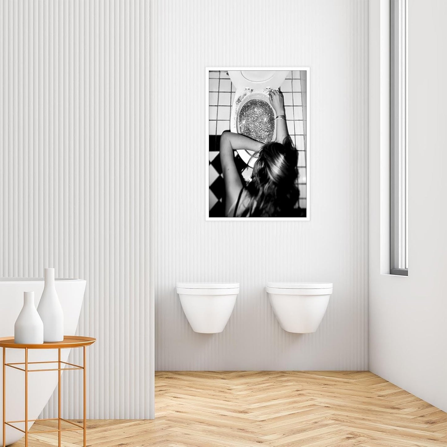 Liyark Funny Bathroom Wall Art Black and White posters Bar Disco Party prints painting Girls Bathroom Canvas wall art Funky aesthetics Teen Girl Bedroom wall decor for 24x36in Unframed