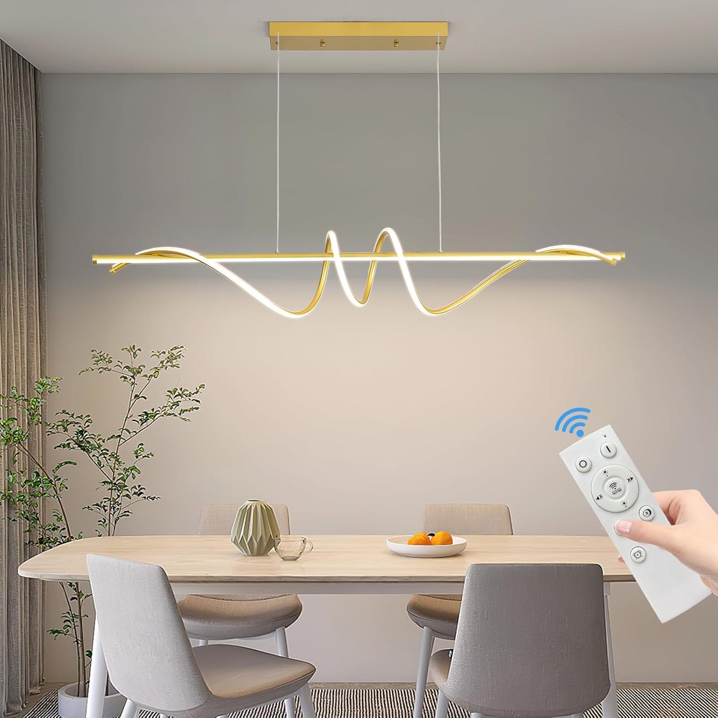 Modern Chandelier, Dimmable LED Pendant Light, Ring Chandelier for Living Room, Dining Room, Kitchen, Bedroom