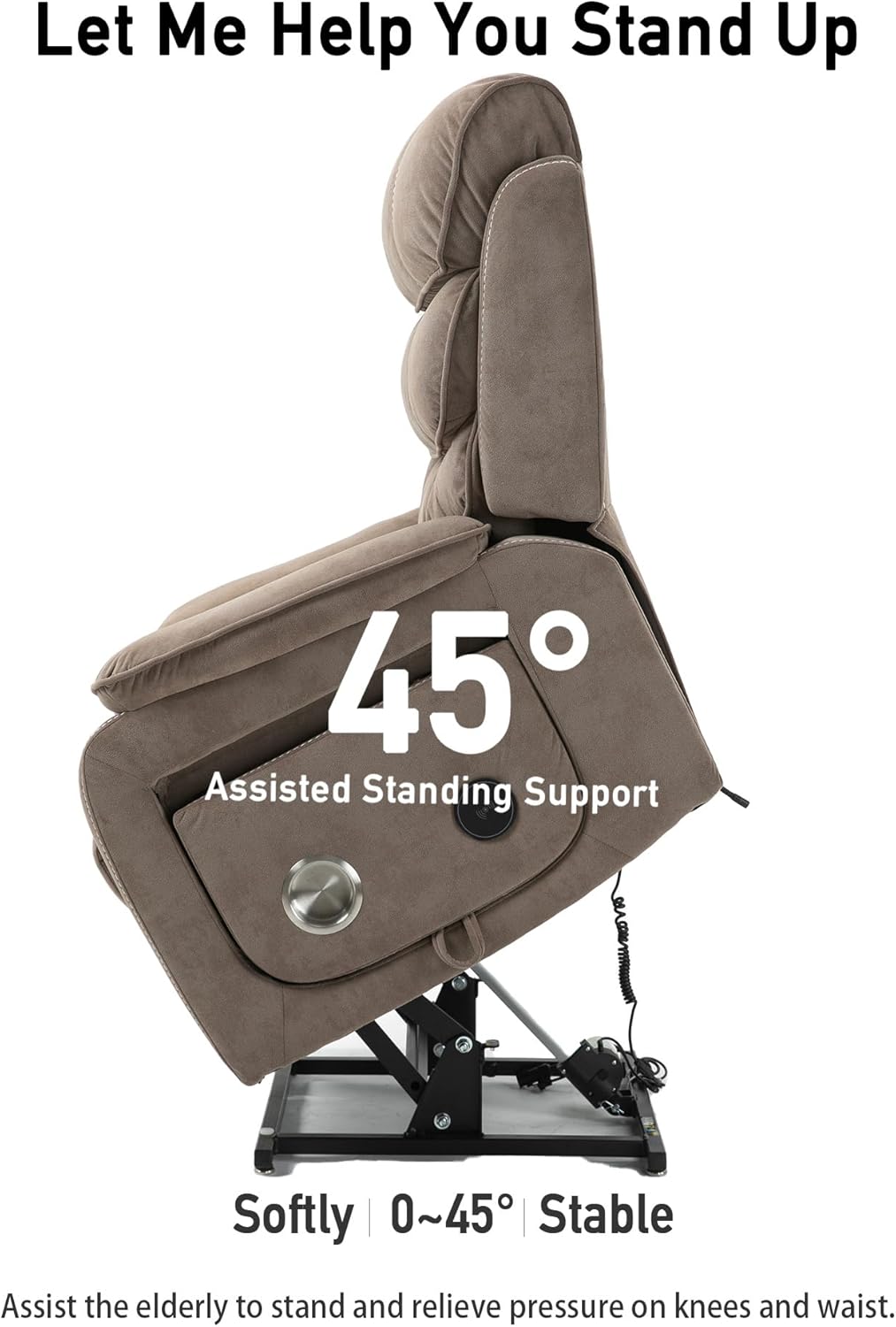 Large Power Lift Chairs Recliners for Elderly with Heated and Massage, Upgraded Dual Motor Lay Flat Recliners, 25in Extra Wide Seat, Folding Tablet, Side Pocket