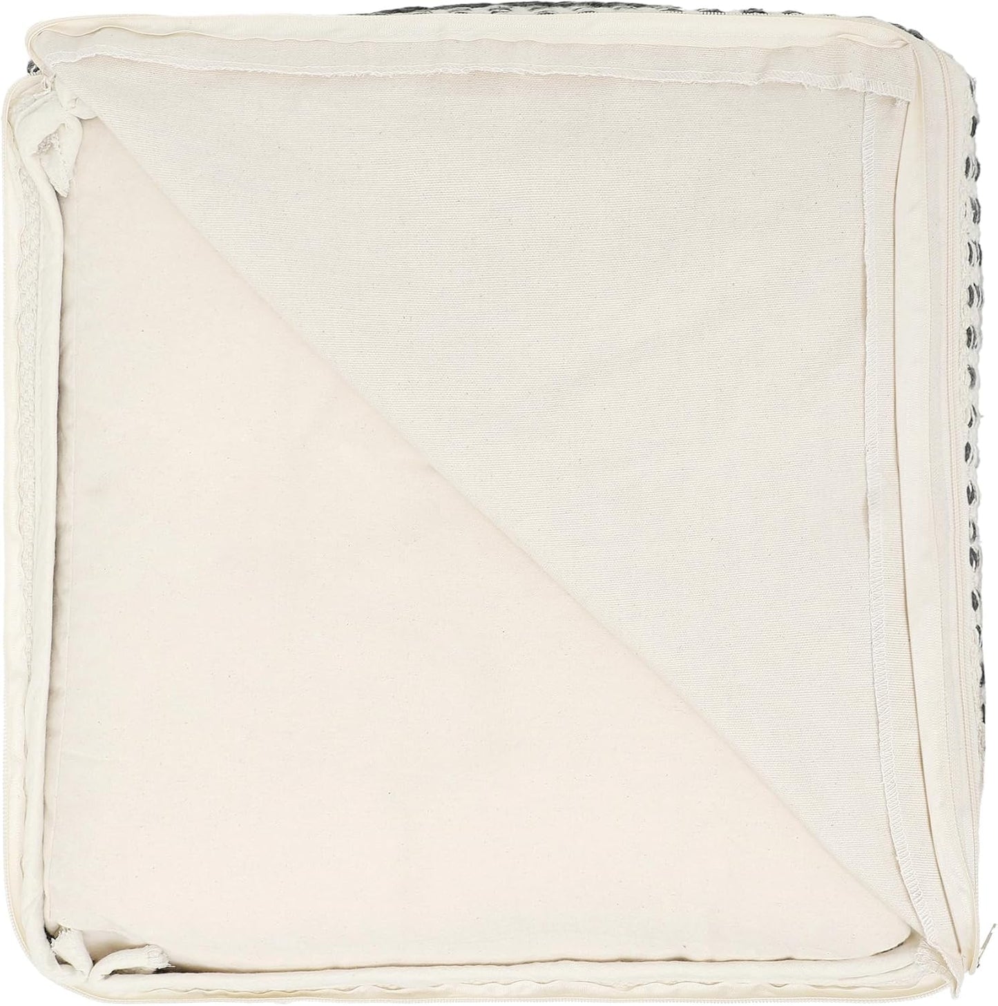 REDEARTH · Tufted Pouf Ottoman with Filler Textured Storage Cube Bean Bag Pouffe Footrest for Living Room, Bedroom, Nursery, Home Decor - 100% Cotton (17.5"X17.5"X17.5", Motley Bohemia Multi)