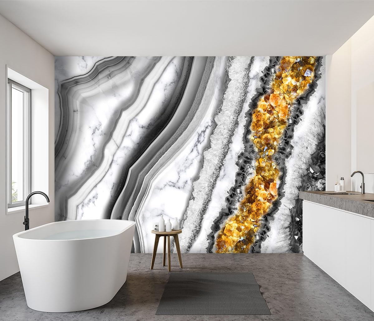 -Black and Gold Marbled Fabric Wallpaper Living Room Abstract Art Bedroom Bathroom Large Wall Mural- 160"x108"( not Peel and Stick)