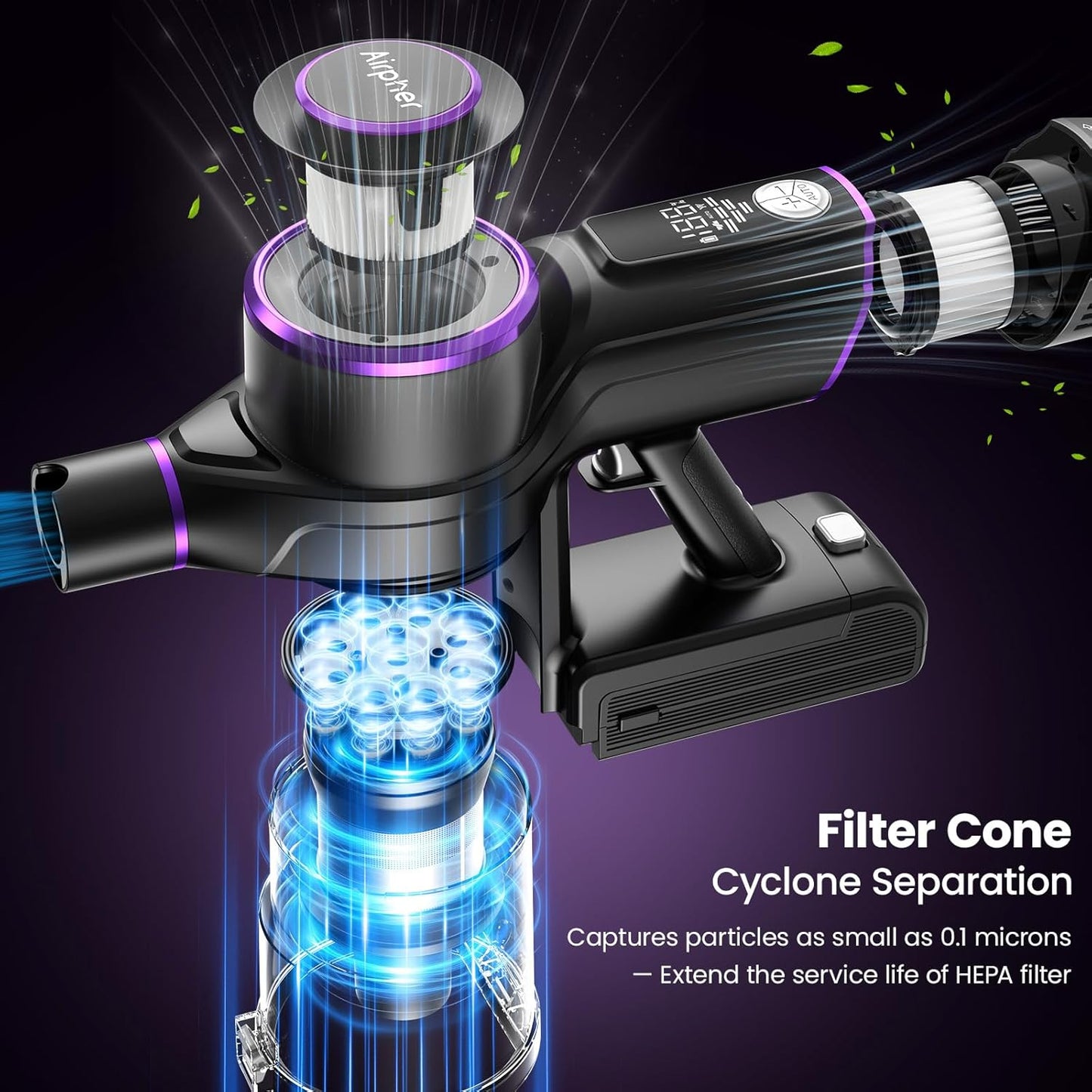 Cordless Vacuum Cleaner,600W 65KPA Dual Motor Vacuum for Home with AI Auto Suction,70Min Runtime,Stick Vacuums with Self-Standing Design,LED Headlights for Carpet,Hardwood Floors,Pet Hair,Tile