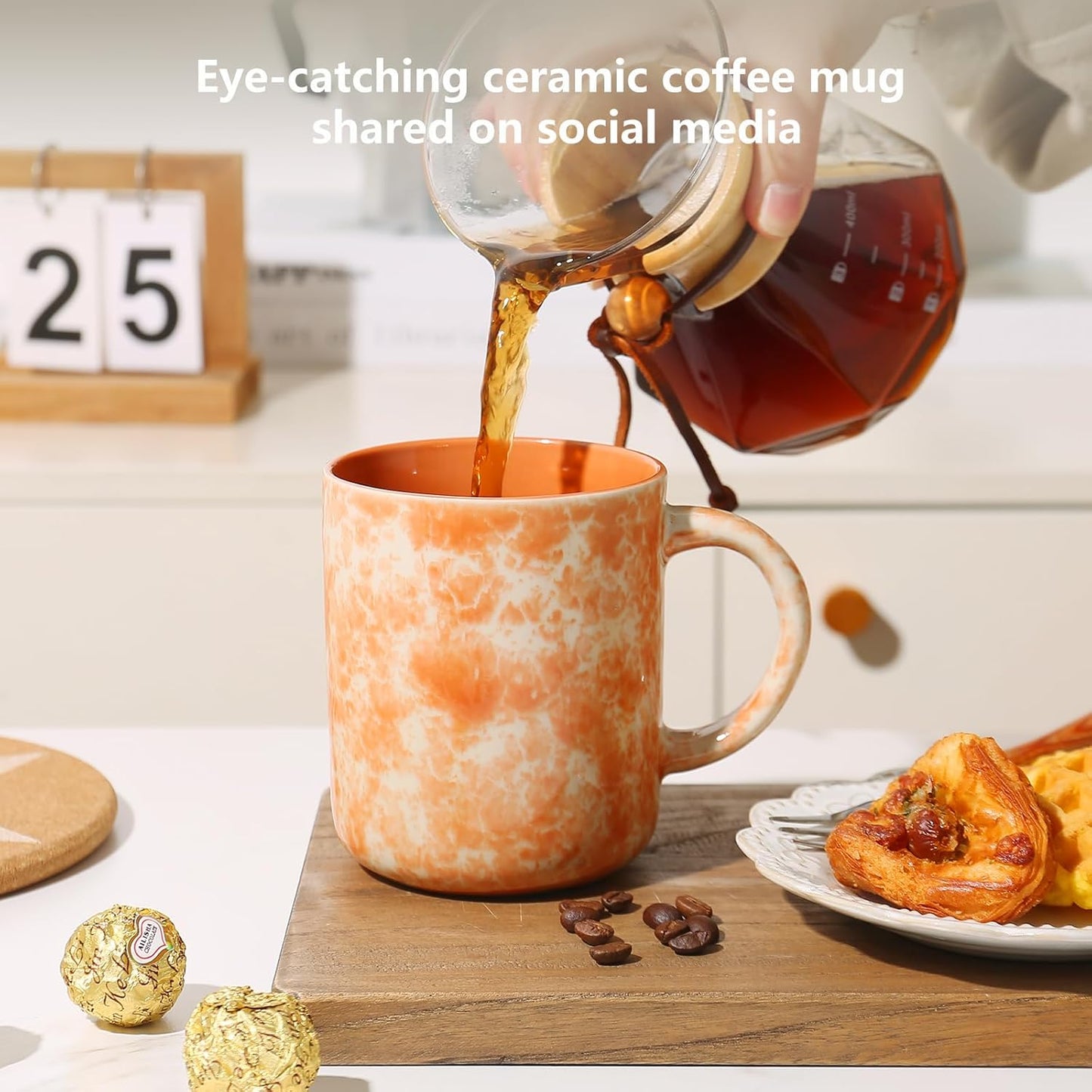 17 OZ Coffee Mugs Set of 4, Ceramic Modern Coffee Mugs Set with handle for Tea/Latte/Milk/Cocoa.