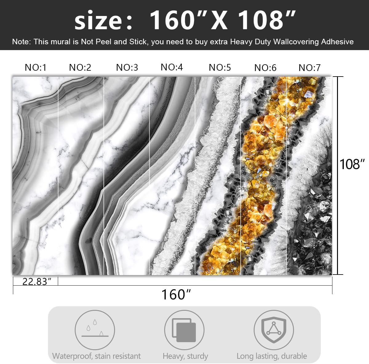 -Black and Gold Marbled Fabric Wallpaper Living Room Abstract Art Bedroom Bathroom Large Wall Mural- 160"x108"( not Peel and Stick)