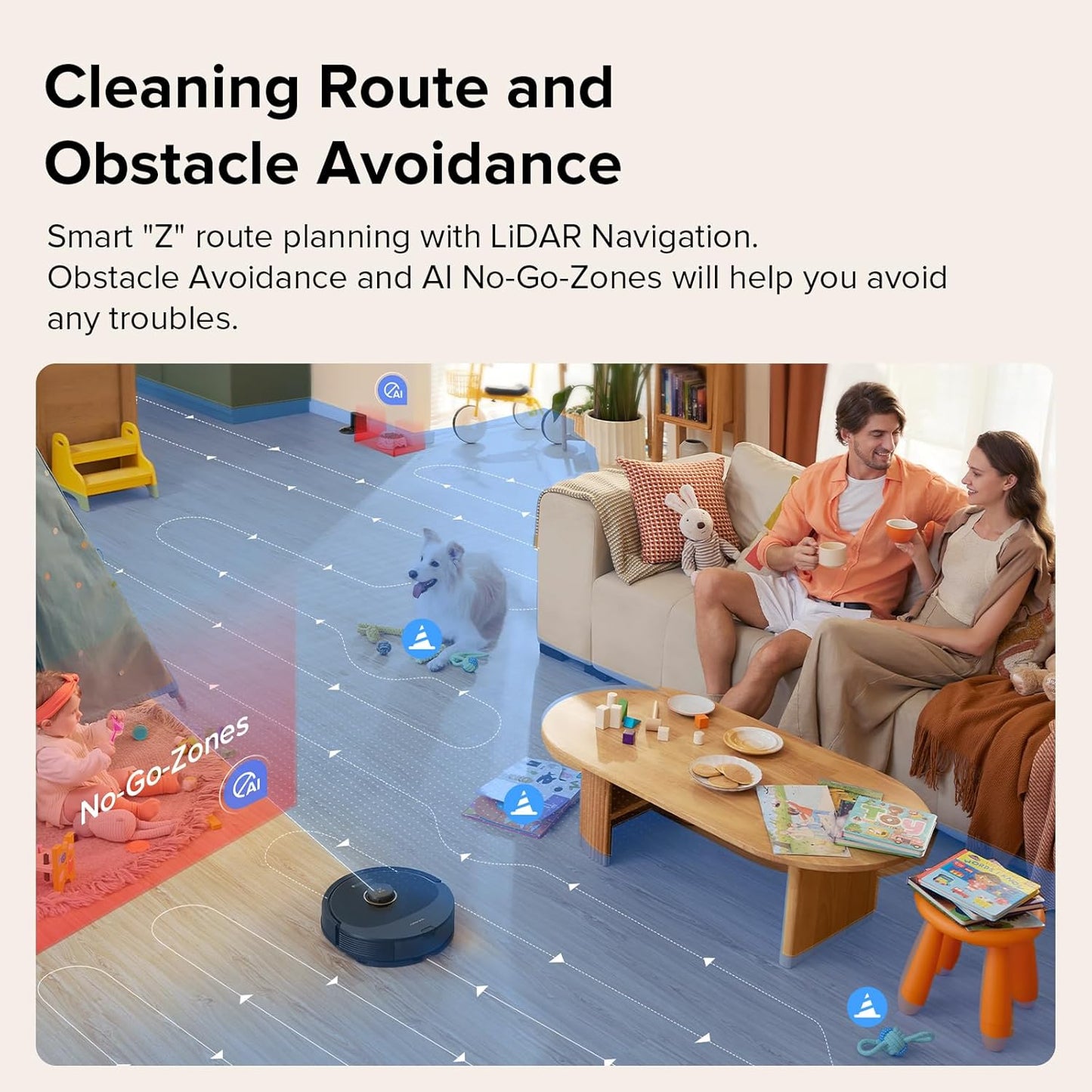 roborock Q8 Max Robot Vacuum and Mop Cleaner, DuoRoller Brush, 5500Pa Strong Suction, Lidar Navigation, Obstacle Avoidance, Multi-Level Mapping, Perfect for Pet Hair
