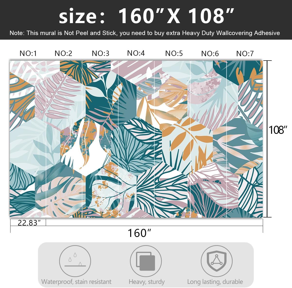 -Abstract Geometry Botanical Banana Leaf Fabric Wallpaper Living Room Bedroom Bathroom Tropical Plant Leaf Large Wall Mural- 160"x108"( not Peel and Stick)