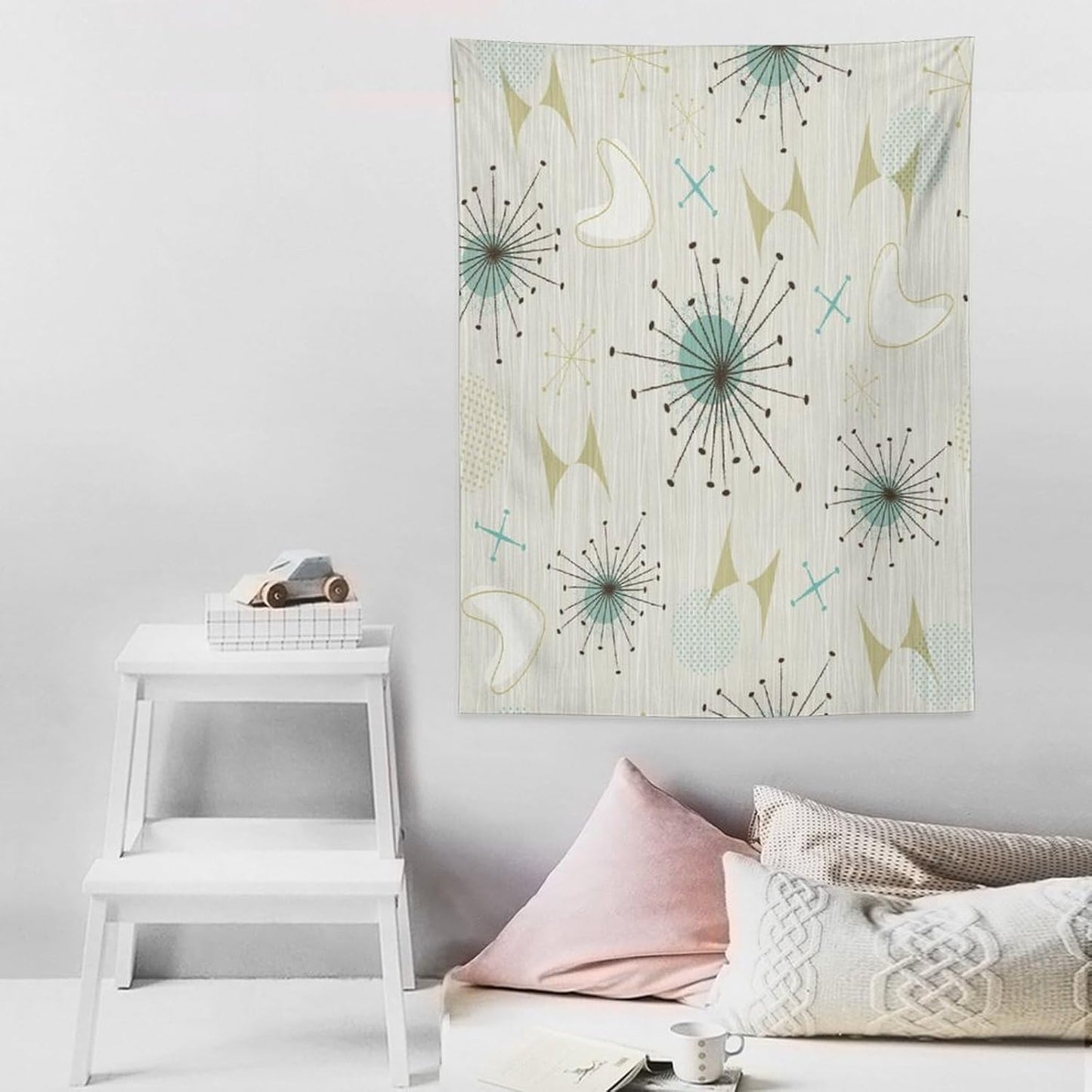 ICMOLYYENLO Boho Medieval Cat Tapestry, Abstract Atomic Starburst Geometric Aesthetic Art Wall Hanging For Bedroom Living Room Dormitory 50x60 Inches