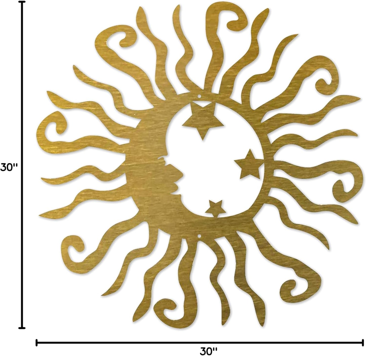 Riverside Designs Wacky Solar Moon Metal Wall Art Steel Outdoor Decor | Heavy-Duty and Waterproof | Made in USA (Gold, 30L x 30W)