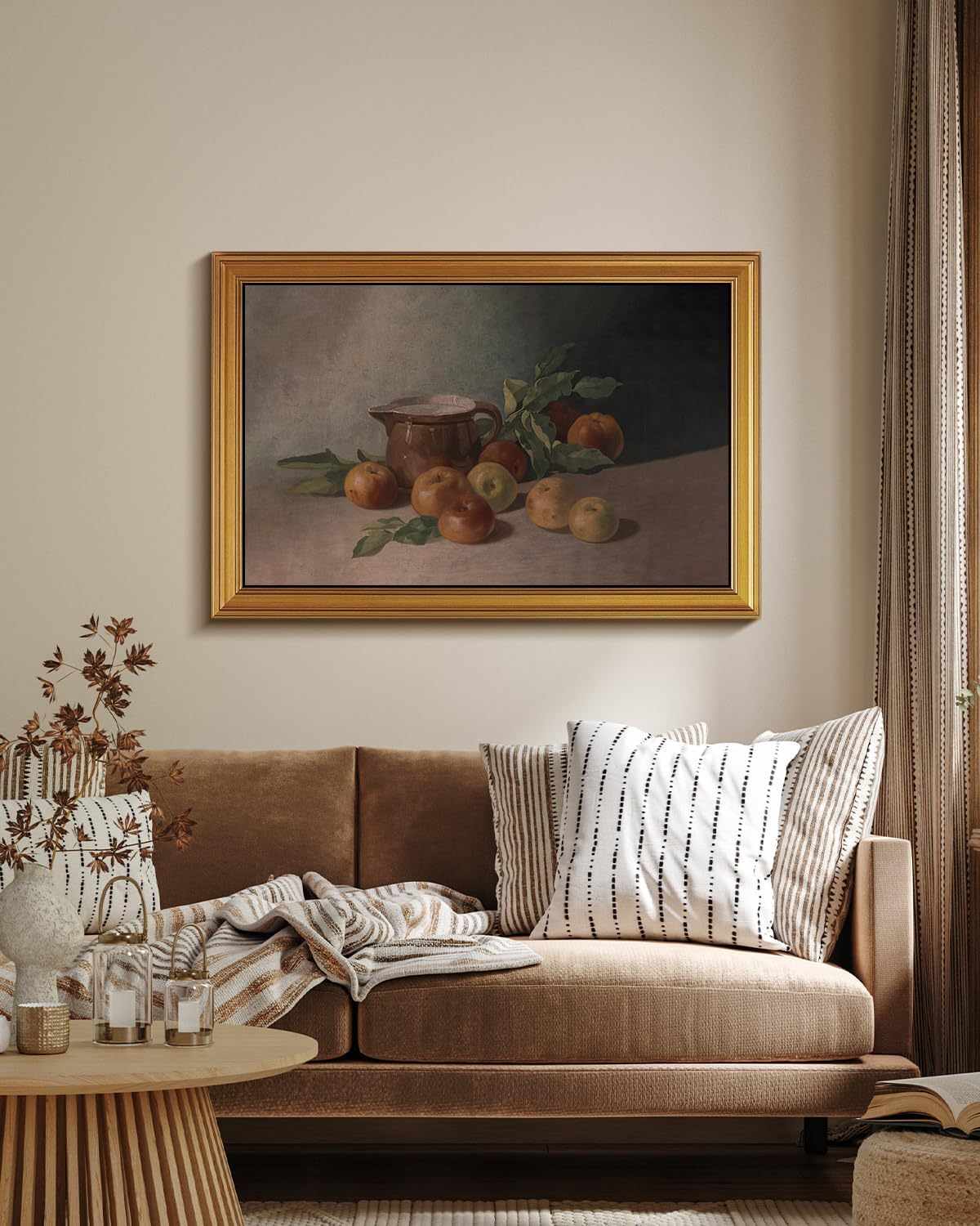HUARCEY Gold Framed Vintage Wall Art for Living Room Harvest Apples Still Life Oil Painting Large Cottagecore Room Decor Picture Canvas Print Farmhouse Fruit Wall Decor Bedroom Kitchen Bathroom 24x36
