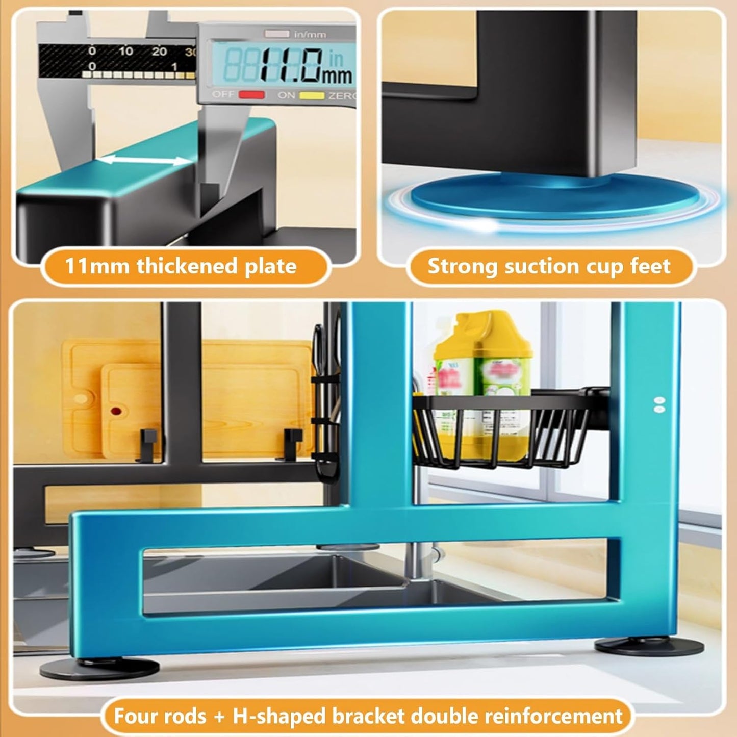 Home Furnishing Over The Sink Dish Drainer Drying Rack 3 Tier Over Sink Dish Rack for,oversink Dish Dry Rack,Space Saving Dish Drying Rack,Kitchen Sink Organizer countertop(White,75cm/29.5in)