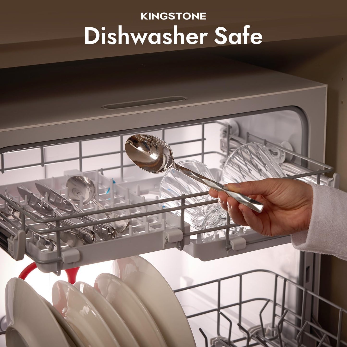 KINGSTONE Silverware Set, Luxury 40 Piece Flatware Set for 8, 18/10 Stainless Steel Cutlery Set with Diamond Cut Pattern for Kitchen, Home, Wedding, Party, Mirror Polished and Dishwasher Safe