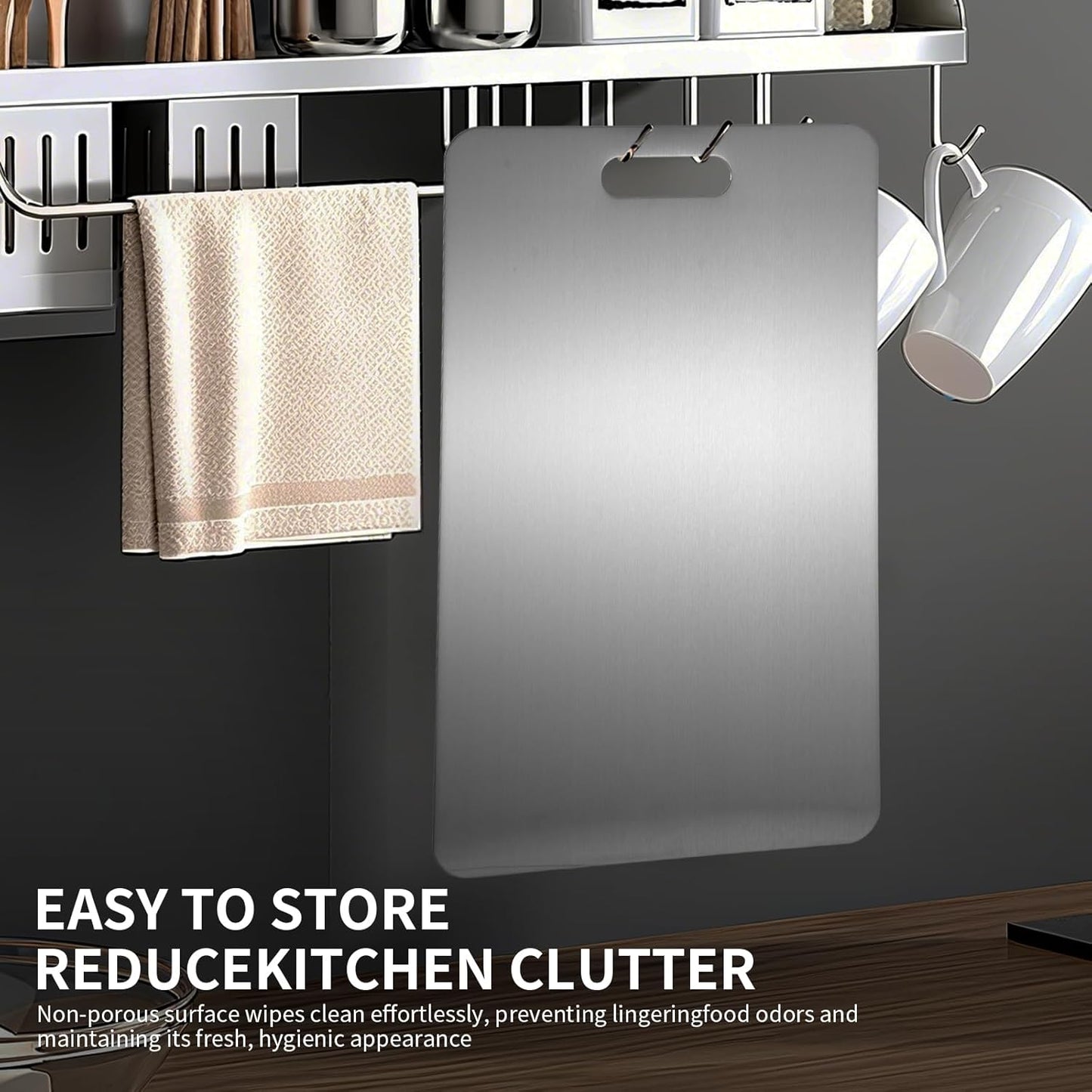 Katuchef Titanium Cutting Board 2025 New Upgrade Pure Titanium Cutting Boards for Kitchen Double Sided Cutting Boards Non Toxic,Hygiene Durable Chopping Board Suitable for Dishwasher Safe(13.38*9.05)