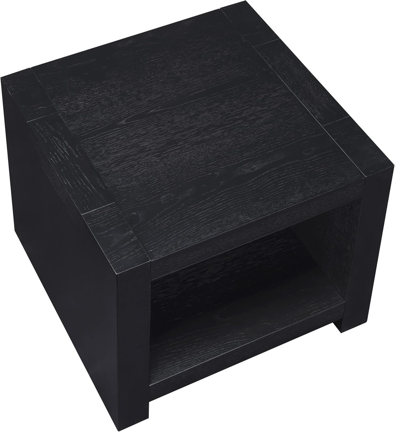 Steve Silver Furniture Aubrey Black End Table, Living Room/Bedroom, Contemporary/Modern Design, Bottom Storage Shelf, Chair Side/Media Table, 24'L x 24" W x 24" H, Black